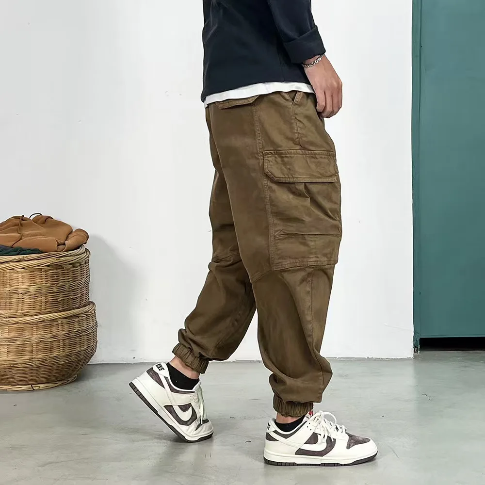คุณภาพสูงหลวมยุทธวิธี Cargo กางเกงสําหรับชาย Harajuku Casual Joggers เกาหลี Multi-Pocket แฟชั่น Harem กางเกง