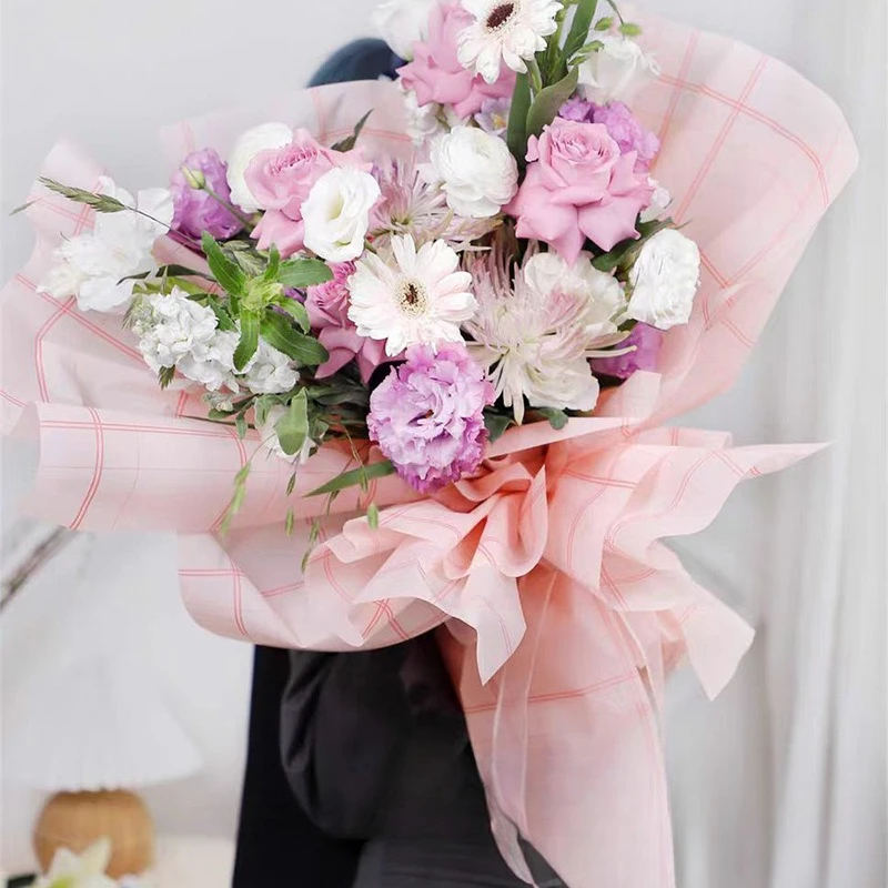 

Large Grid Matte Paper Bouquet Packaging Paper Valentine's Day Flower Decoration Papers Floral Special Material Waterproof Type