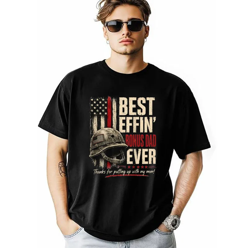Bestes Effin Bonus Dad Ever Retro Patriotisches Stiefvater-T-Shirt Y2k US-Flaggen-Grafik Herrenbekleidung Ehemann Neuheit Geschenk Baumwollkleidung – Detail 11
