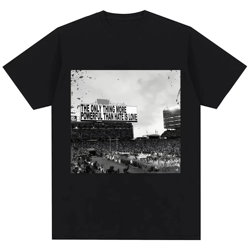 Rapper Bad Bunny T Shirts Only Thing More Powerful Than Hate Is Love Vintage T Sh Women Fashion Hip Hop Loose  Tees