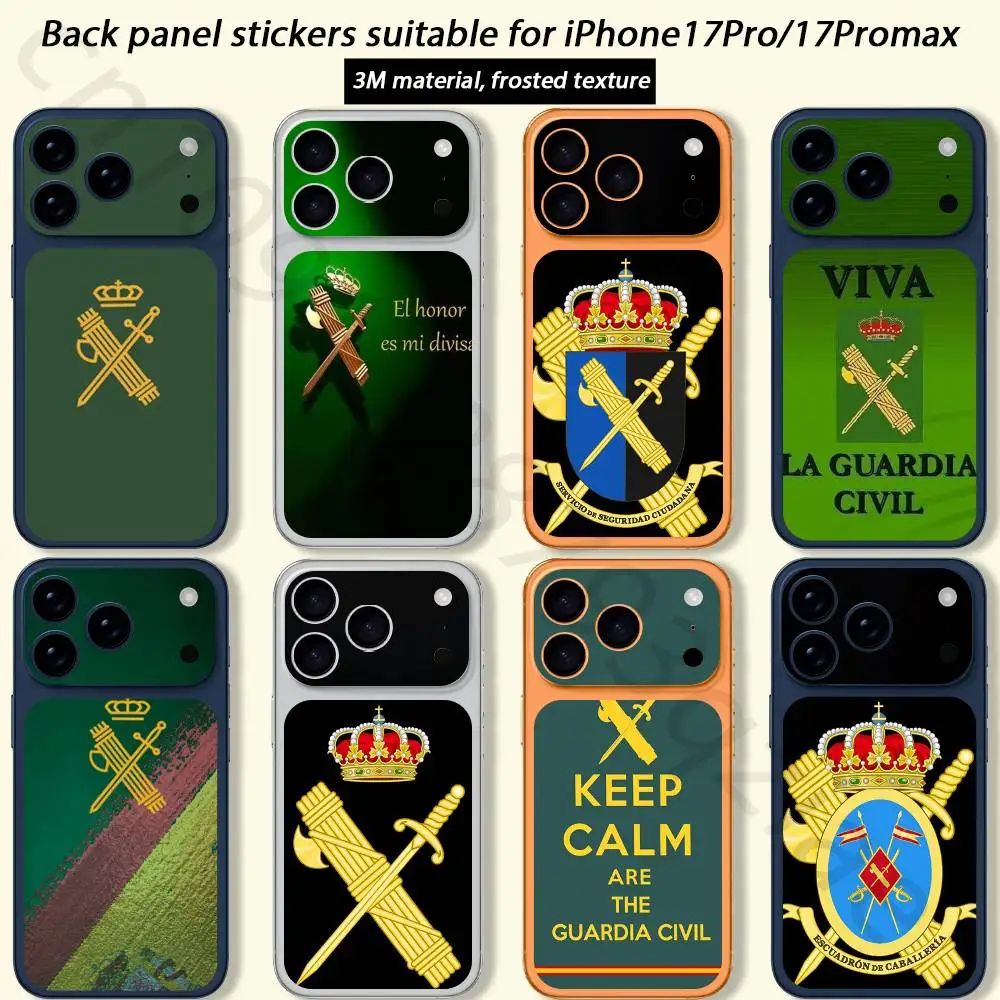 

Spanish Guard Civil Emblem For iPhone 17 pro Max /17 pro Full Cover Decal Skin Wrap 3D Colorful Rear Protective Sticker Film