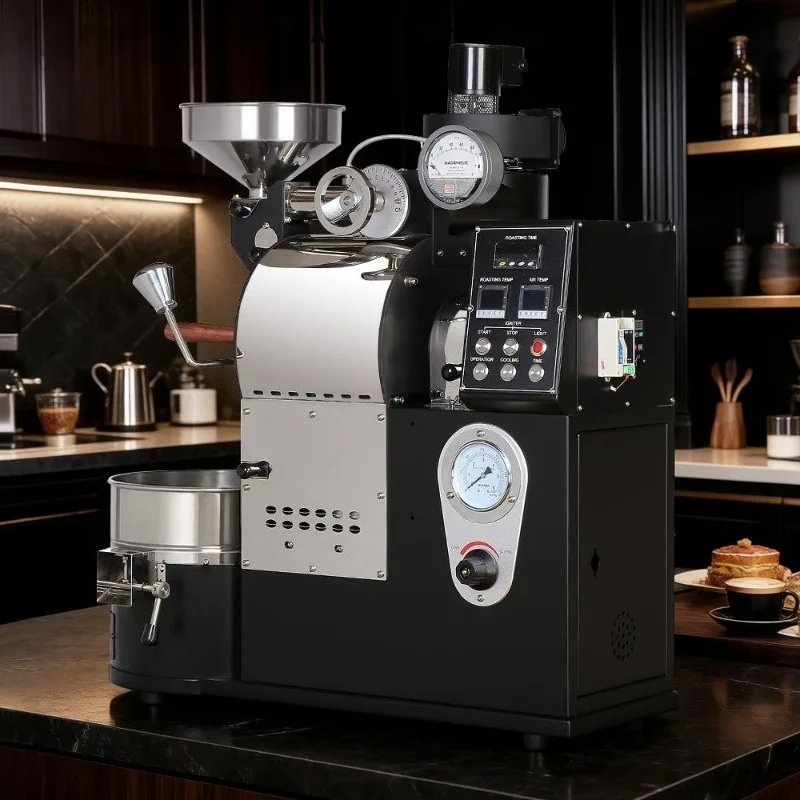 Coffee Bean Roasting Machine 1kg 2kg Commercial Home Use Cafe Gas Electric Heating Tabletop Coffee Roaster