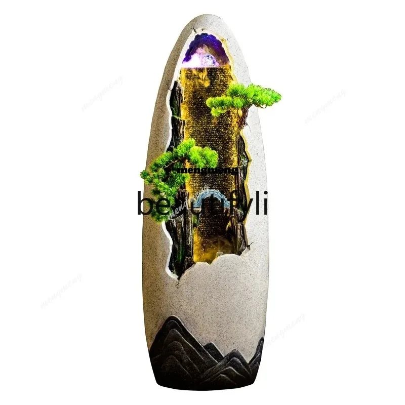 Large floor-to-ceiling rockery circulating water fountain water feature entrance ornament feng shui wheel  N