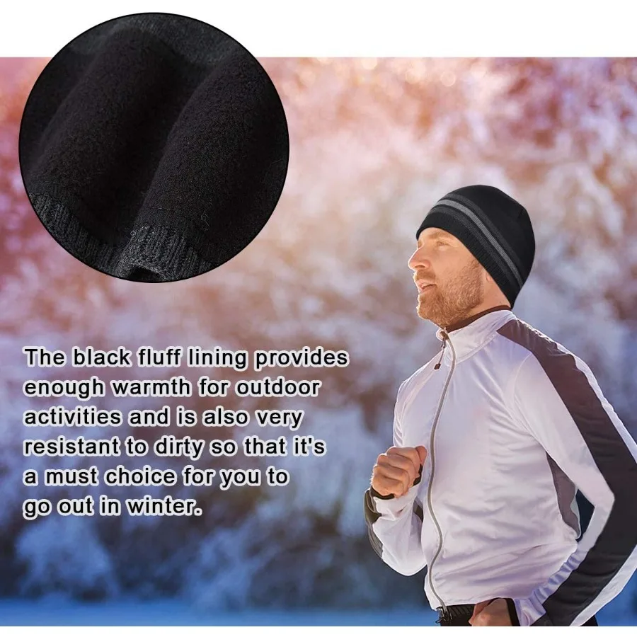 Мужские зимние теплые вязаные шапки, простая шапка-бини с черепом и манжетами, тобогган, вязаная шапка