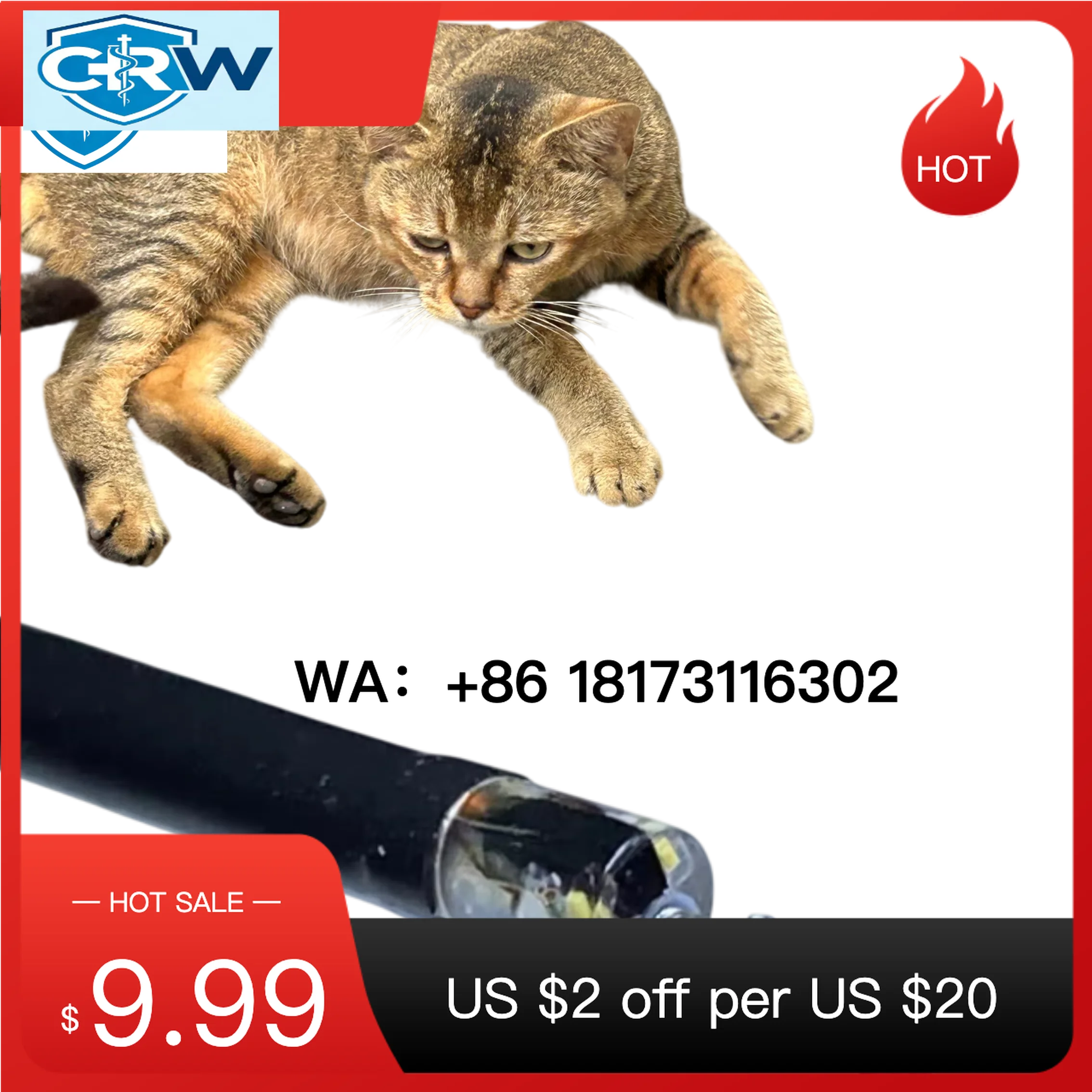 CRW 2.1mm Ureteroscope 1.1mm Biospy Channel  Surgery 6.3 FR & 7.5 FR for Veterinary  ing Devices for Cats Animals