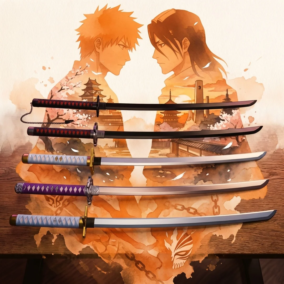 40 Zoll Bleach Kurosaki Ichigo Holz-Katana-Schwert Original Samurai-Säbel Ninja-Messer Cosplay-Zubehör Requisite Spielzeug Geschenk