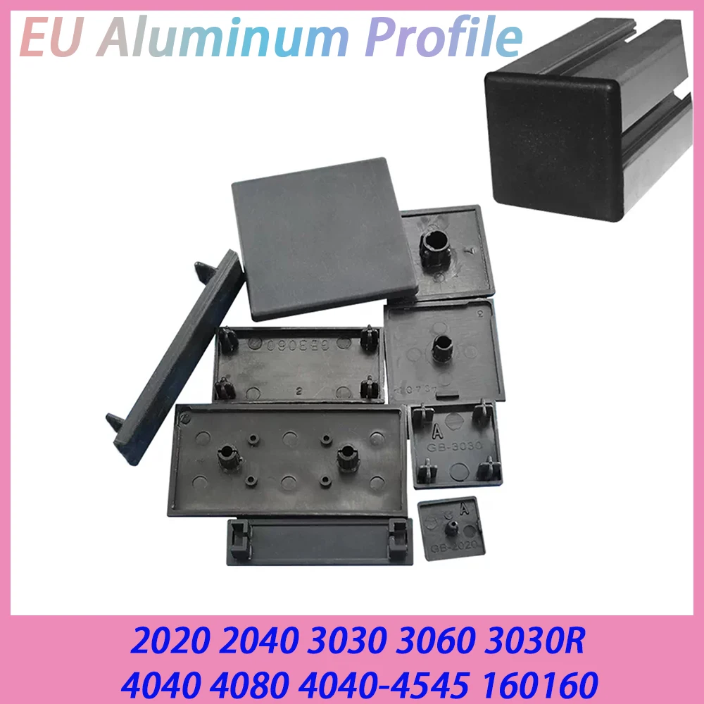 1-50Pcs Black ABS Plastic End Cap Cover Plate Endcap for EU Aluminum Profile 2020 2040 3030 3060 3030R 4040 4080 4040-160160