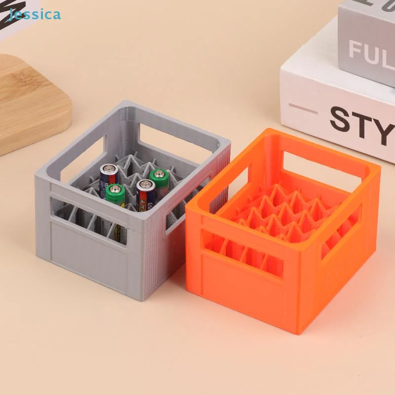 ♥ Caja de almacenamiento de batería estilo caja de cerveza impresa en 3D No. 5 Aa No. Cesta de 7 pilas Aaa, caja de almacenamiento de pilas apilables, decoración del hogar