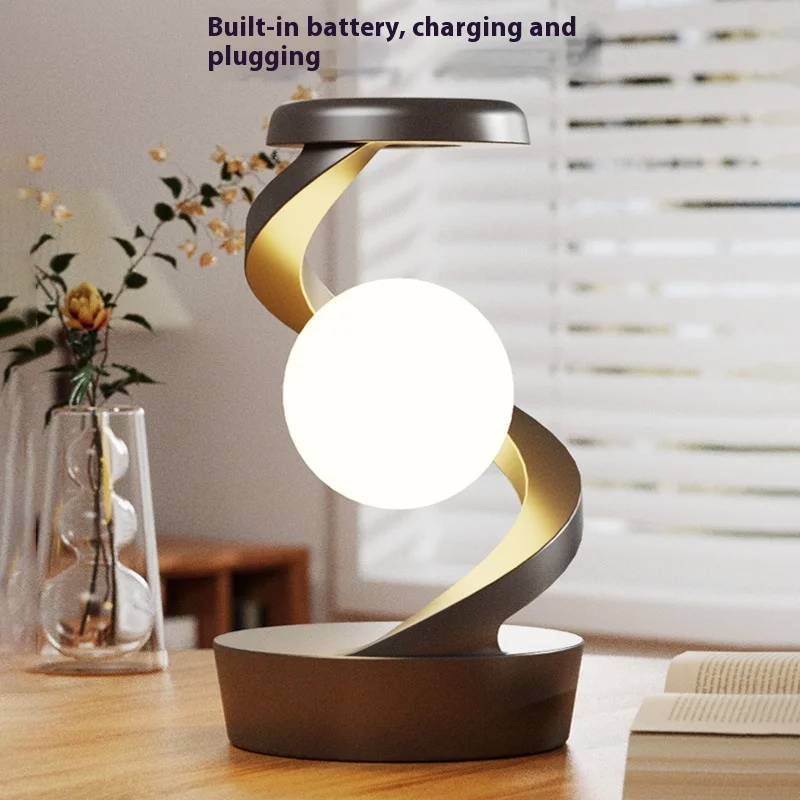 Imagem -02 - Girando Lua Desk Lamp com Carregador de Telefone Carregamento sem Fio Controle Sensor Table Lamps Decorative Desktop Lamp Small Night Lamp