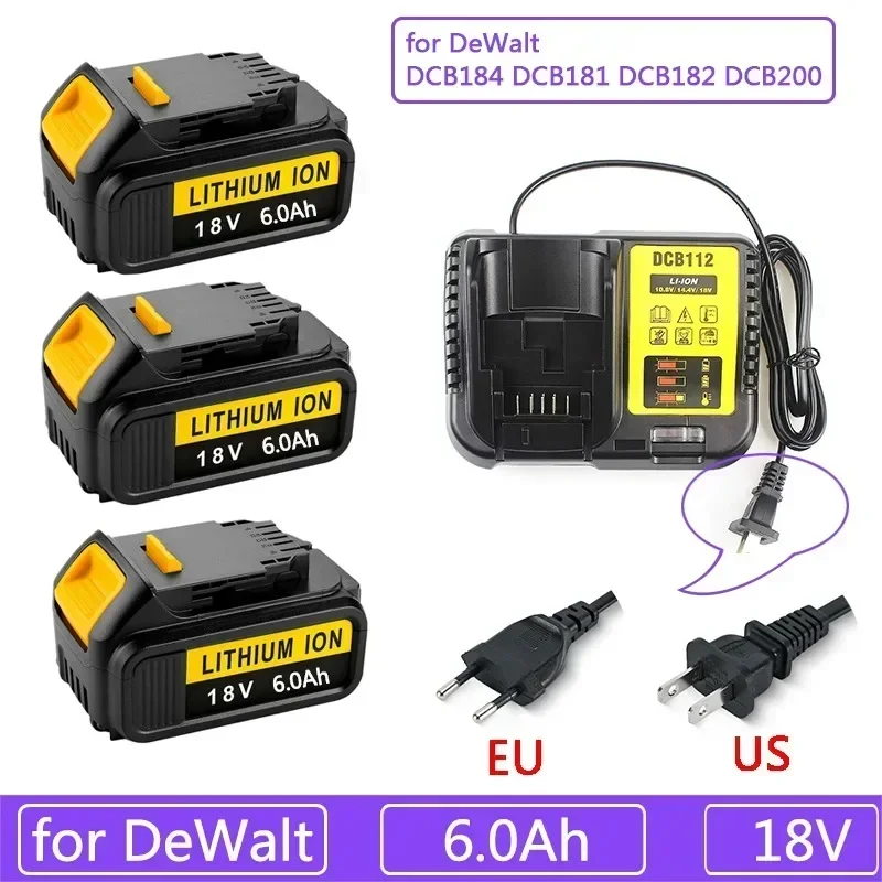 

For 18V 6.0Ah DCB200 DCB184 DCB181 Replacement Li-ion Battery for DeWalt MAX XR power tool 6000mAh lithium Batteries