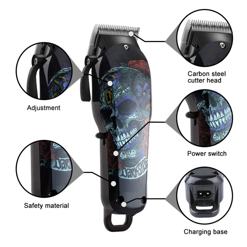 Kemei Wireless Hair Clipper Professional Hair Trimmer Men Electric Powerful Motor Hair Cutting Machine Lithium Battery