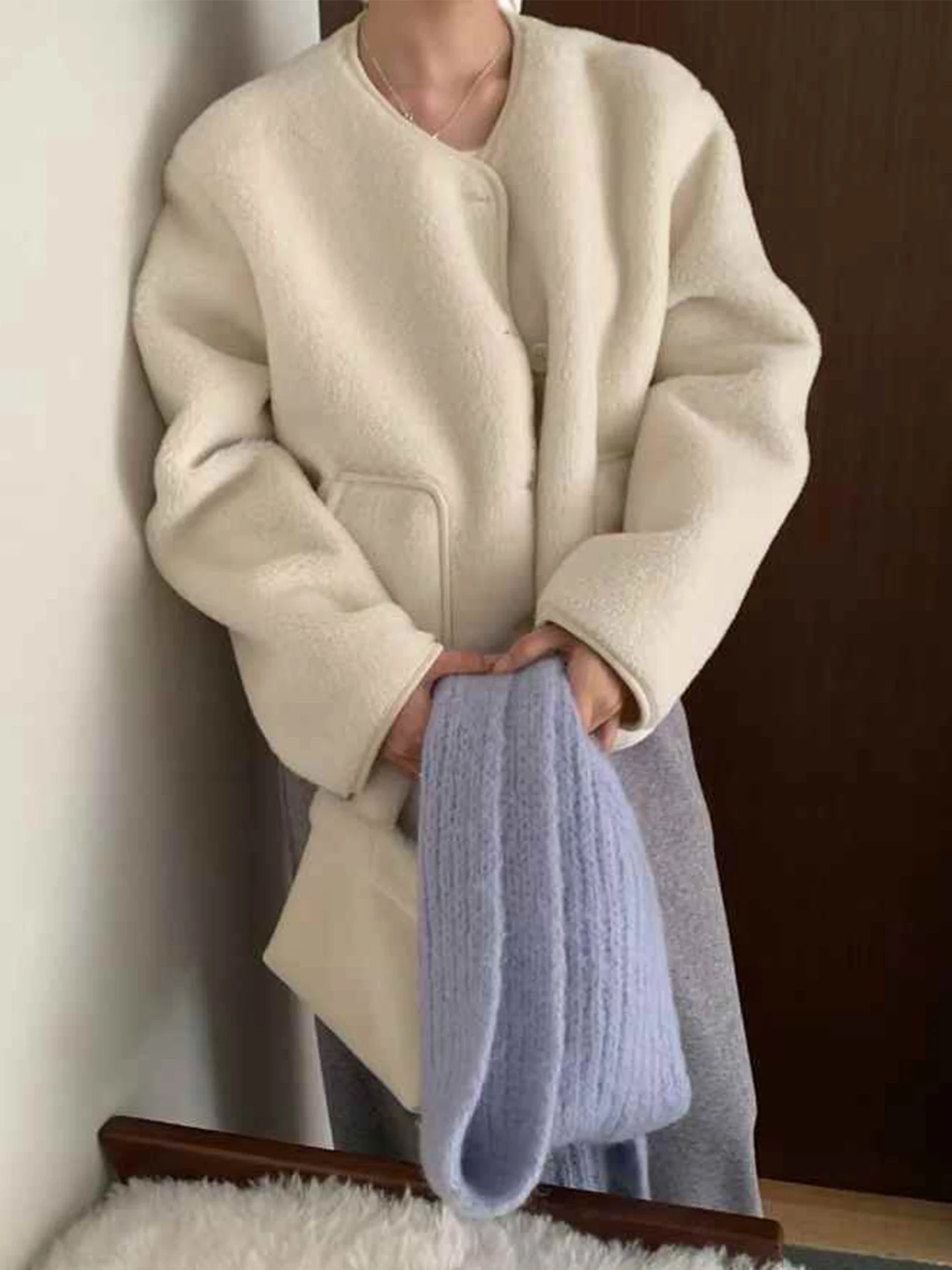 الرجعية التباين اللون القطن فرو الضأن ort Jaet المرأة فضفاضة كيت أعلى شتاء جديد Sle Faion ملابس خارجية معطف #2