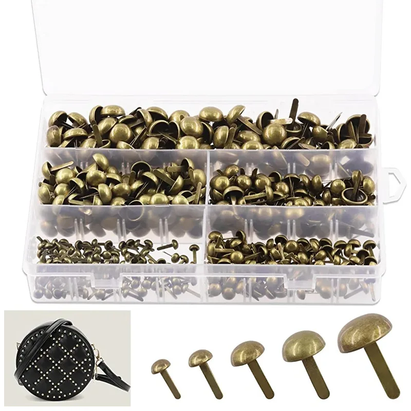 Rivets Spike Studs Spots Cone Two-legged bucket nail Round Scrapbooking Brads Luggage Parts Punk Bag Clothes 6/8/10/12/15mm