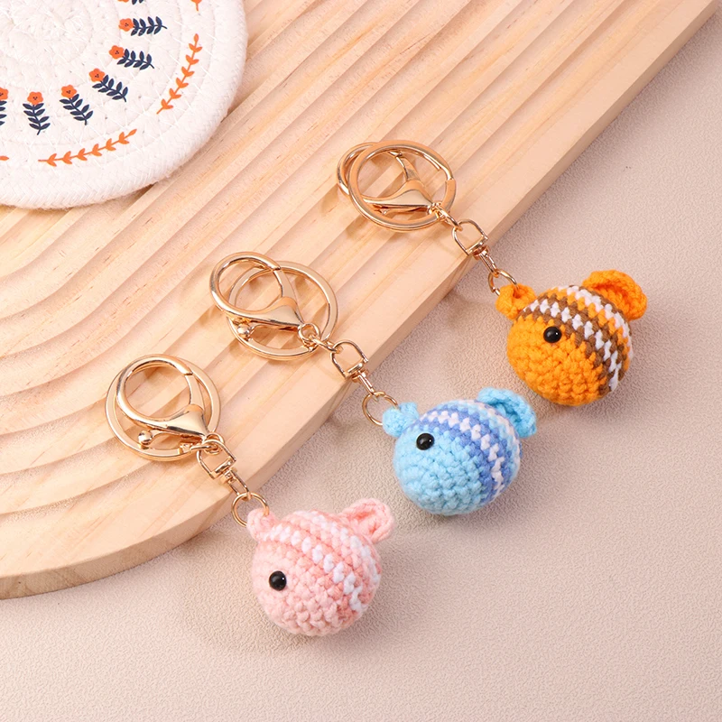 Creative Handmade Crocheted Small Fish Pendant Wool Woven Goldfish Keychain Car Bag Boutique Pendant Key Ring