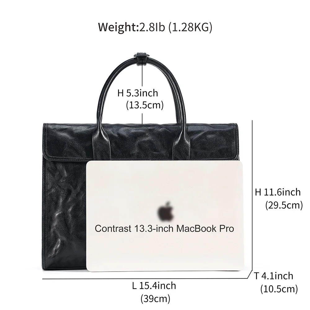 Genuine Leather Fashion Business Men's Briefcases High Quality 15.6 Inch Laptop Tote Casual Work Office Handbags