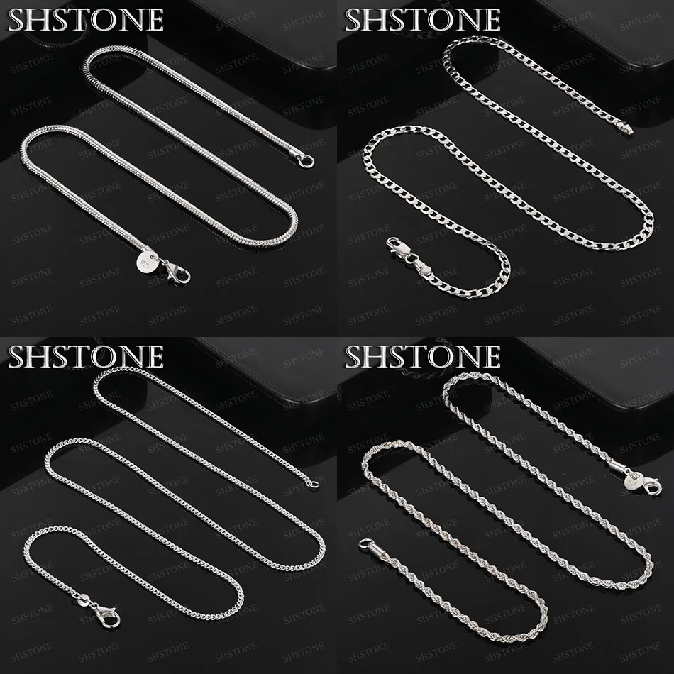 

925 Sterling Silver Snake Chain Twisted Rope Chain Geometric Necklace Fashion Party For Men Women Minimalist Jewelry Accessories