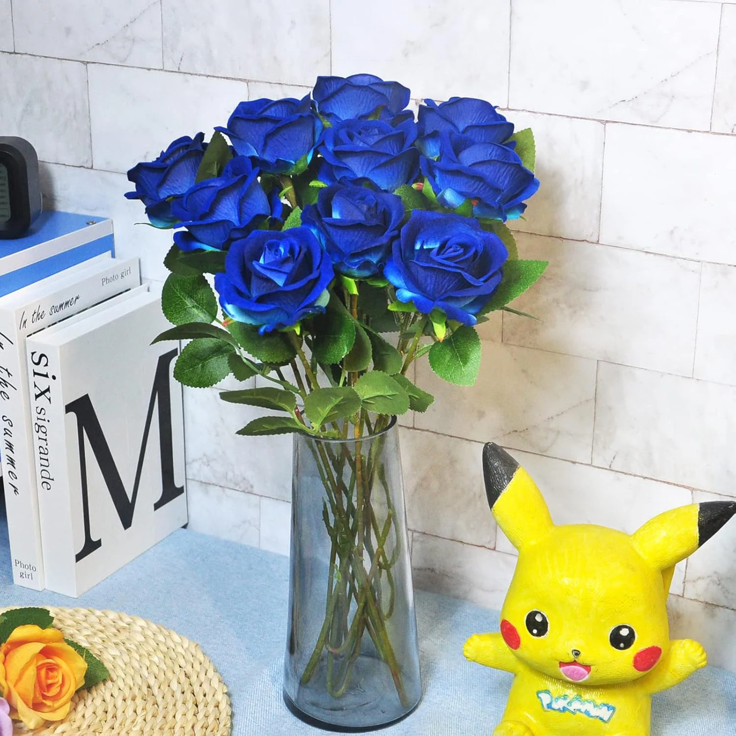 

10PCS Artificial Flowers Rose Bouquets Vase Home Room Decoration Diy Photo Props Flowers Arrangement Dining Table Festival Party