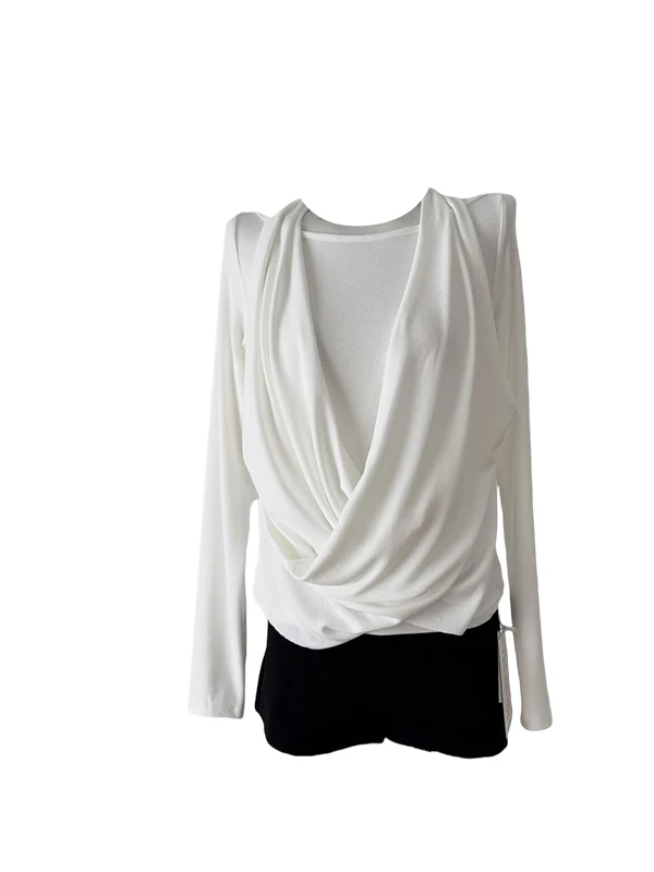 Long Sve Women's T-irt Loose Fit Ele Design Autumn Faion Pure Desire Sle Casual Commute Korean Sle Top