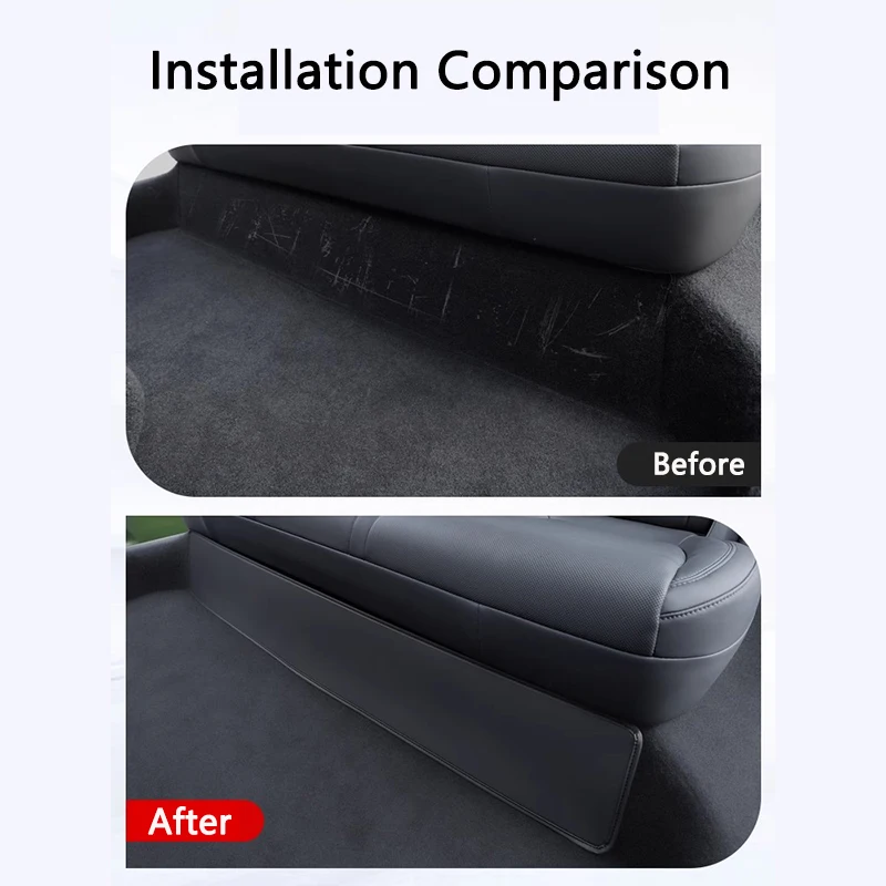 Rear Seat Lower Protective Mat For Tesla Model Y Juniper / Launch PU Leather Under Seat Anti-kick Pad Car Interior Accessories