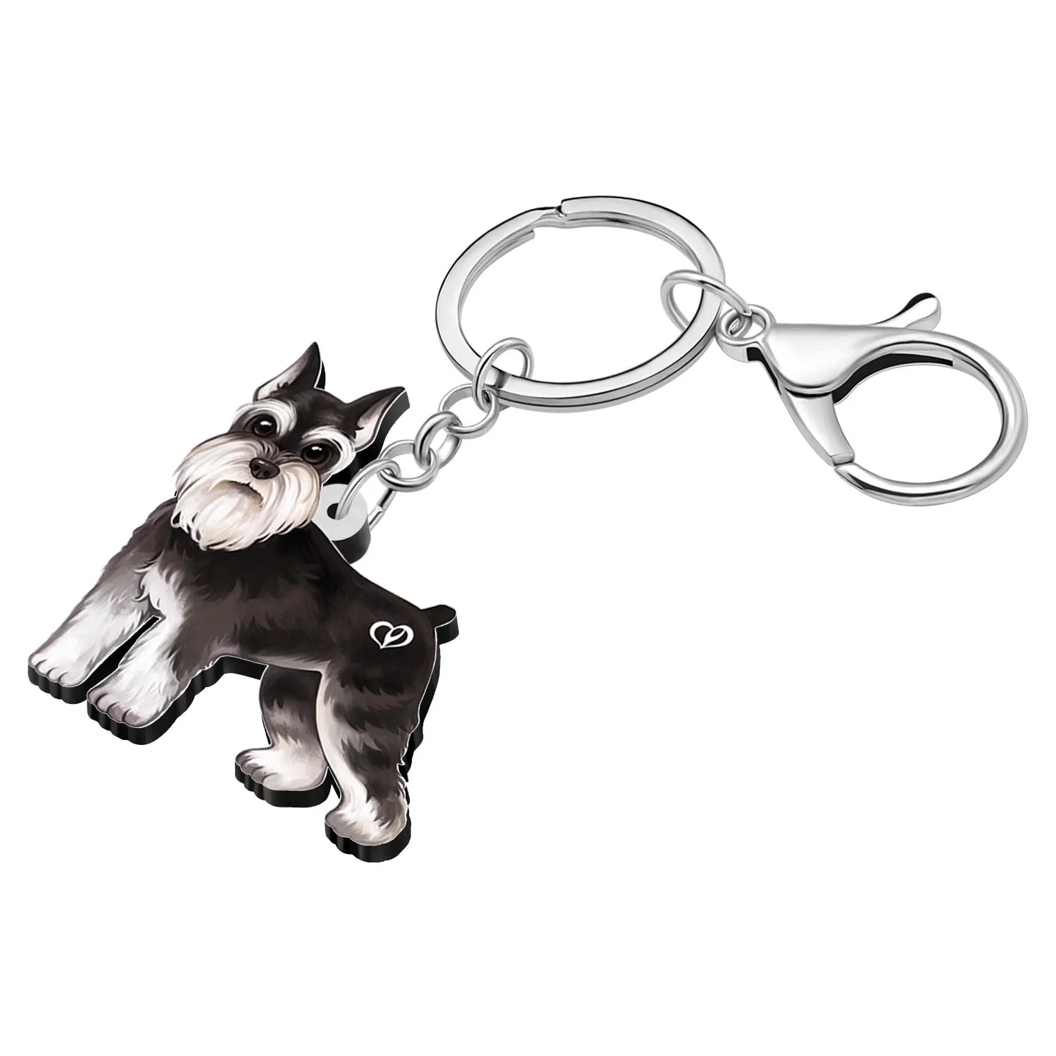 BONSNY Acrylic Schnauzer Dog Puppy Key Chains Key Chain For Women Kids Charm Pets Jewelry Key Ring Car Purse Accessory Gifts