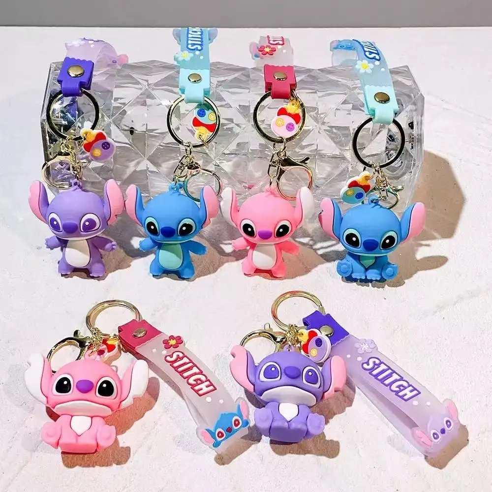 

Disney Stitch Keychain Cartoon Pink Purple Stitch Doll Keyring Cute Children Toys Pendant Keychains Birthday Gifts