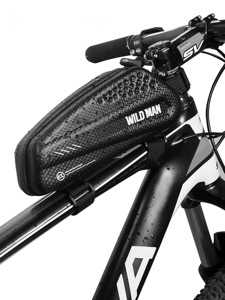 AliExpress WILD MAN Bicycle Bag Top Tube Pannier Rainproof Waterproof Front Frame Bag EVA Hard Shell Carbon PU MTB Road Bike Accesorios