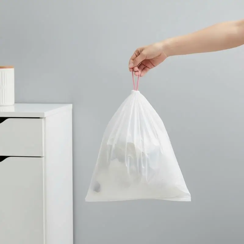 Drawstring Trash Bags Thickened Disposable Kitchen Garbage Can Liners With Handle For Home Office