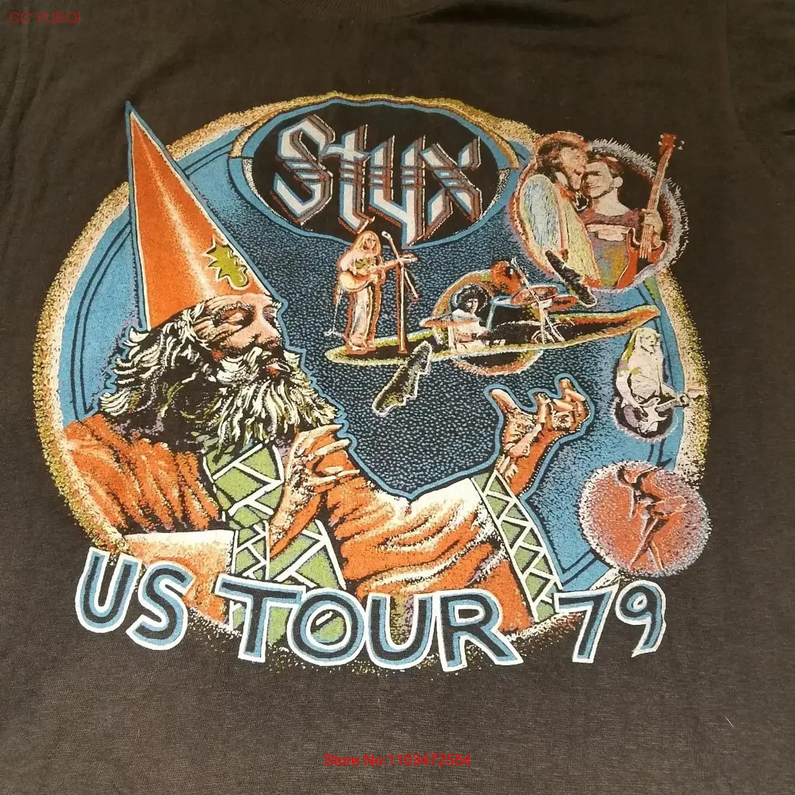 Camiseta Vintage STYX 70s 79 US Tour 2 Sides T-shirt S 5XL CL029, ropa de diseñador vintage lavada, cómoda, elegante, suave y elástica