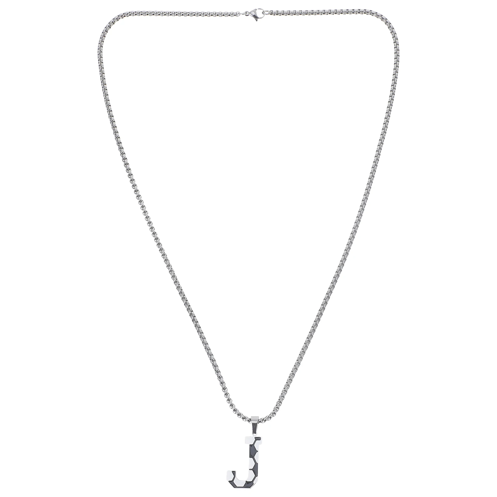 

Football Pendant Necklace Stainless Steel Letter J Charm Soccer Style Cool Chain Trendy Gift Jewelry For Men Women