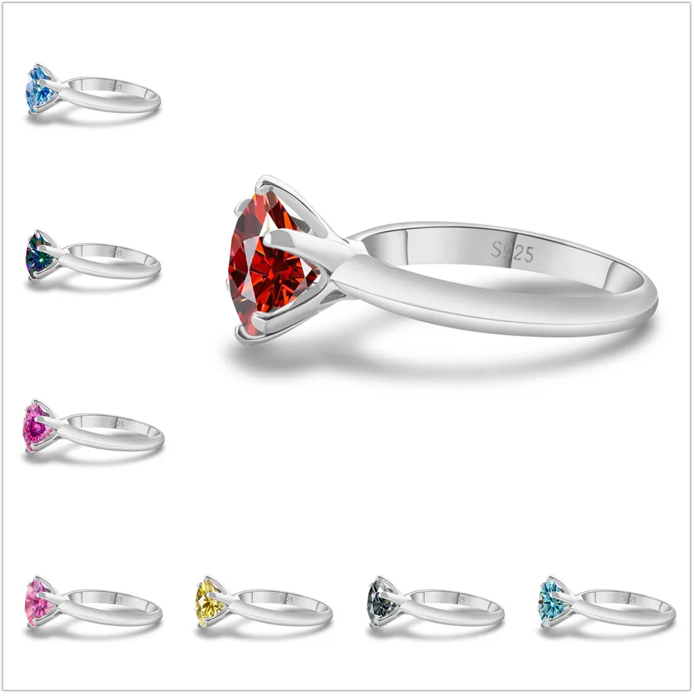 

Classic 6 Prongs 5 Carat 11mm Round Moissanite Ring Sterling Silver High Clarity D Color lab Diamond Rings Woman fine Jewelry