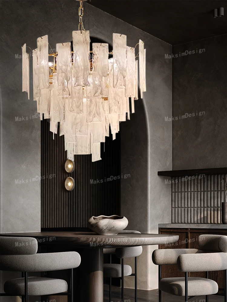 Cloud Glass Large Chandelier for Home Decoration European Vintage Style Pendant Light Lobby Living Room Suspension Lustre LED