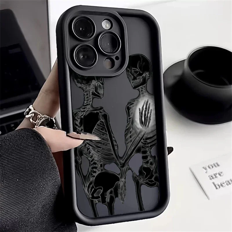 Custodia morbida in Silicone Skeleton Flowers per IPhone 7 8 Plus 15 14 13 12 11 Pro Max X XR XS Max 13 Mini SE2020 Cover antiurto