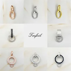Charms Pendant Carriers White Black CZ Pave 925 Sterling Silver Golden Rose Gold Fine Basic Jewelry Accessories Fit Necklace