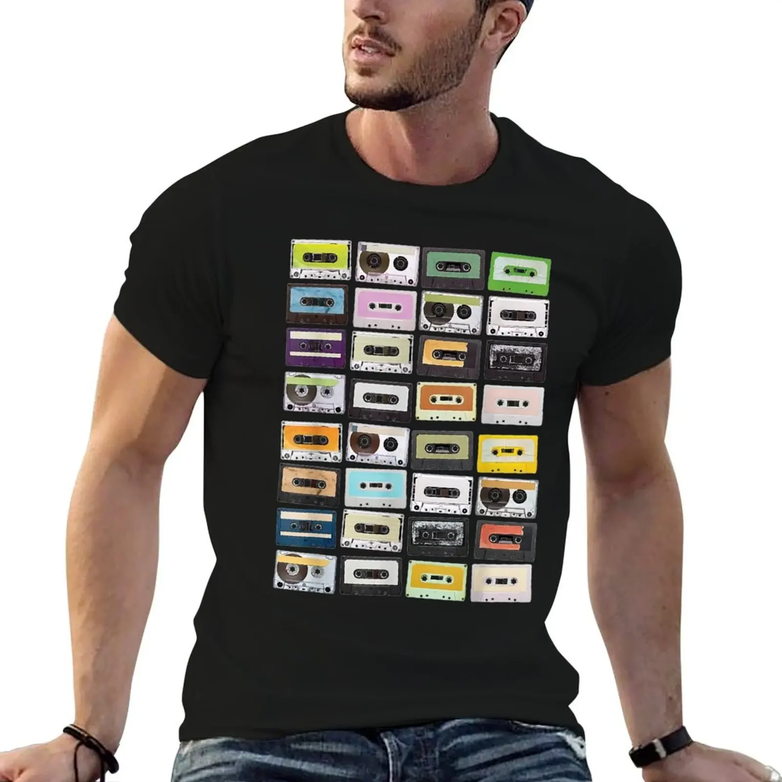 Cassette Tapes Mixtapes 1980s Radio Music Graphic Print T-Shirt man t shirt boys whites mens graphic t-shirts big and tall