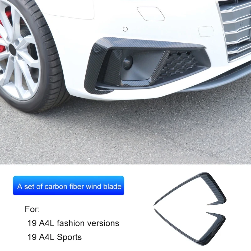 NEW-Carbon Fiber Car Front Bumper Spoiler Air Knife Fog Lamp Cover for- A4 A4L 2019