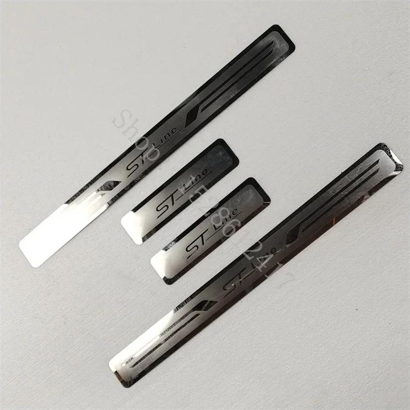 4pcs For Ford ST LINE 2012-2023 Sticker Door Sill Scuff Plate Guard Stainless Steel Kick Pedal Sticker Car Styling Accessories