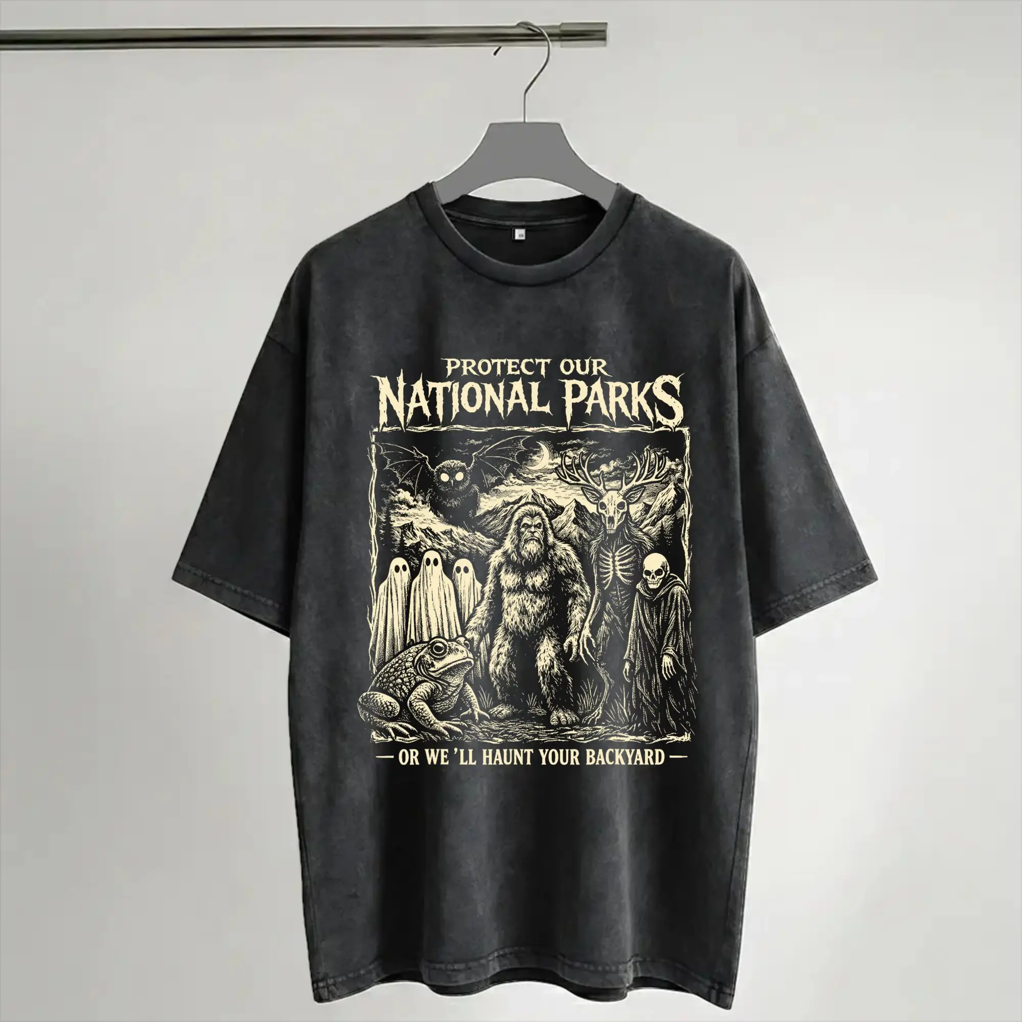 Summer Protect Our National Parks or We'll Haunt Your Backyard  Washed T Shirts Outfit Oversize T-Shirts for Men Women Tee Shirt