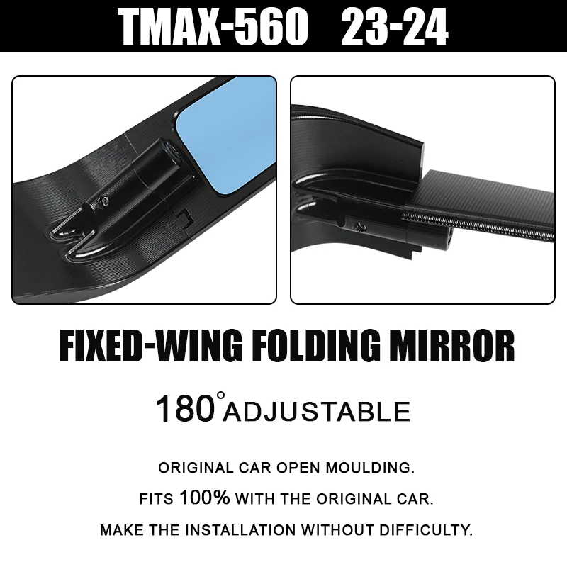 Baru untuk TMAX560 tMAX 560 2023-2024 sepeda motor dimodifikasi cermin dapat disesuaikan sayap angin tampilan belakang berputar winglet tmax560