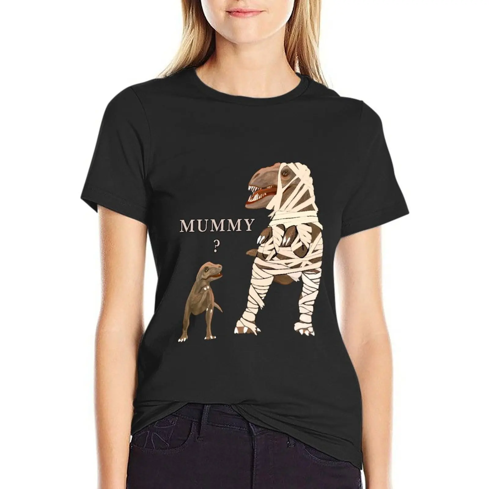 Funny Mummy & Baby T-Rex Halloween Dinosaurs T-Shirt Blouse summer tops t-shirt dress for Women graphic