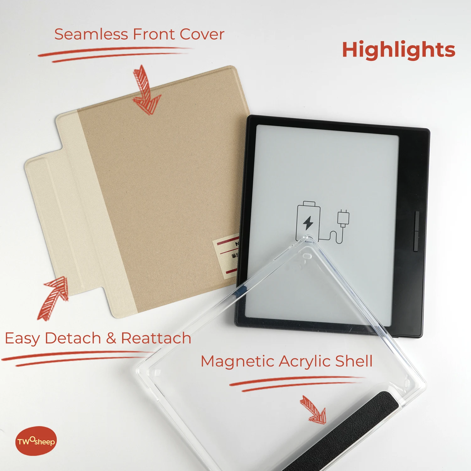 twosheep Classic Notebook Case suit for Boox Go7 Go Color7 GenII Go Color GenI Leaf3 Leaf3c Magnetic Smart Shell Cover Skin