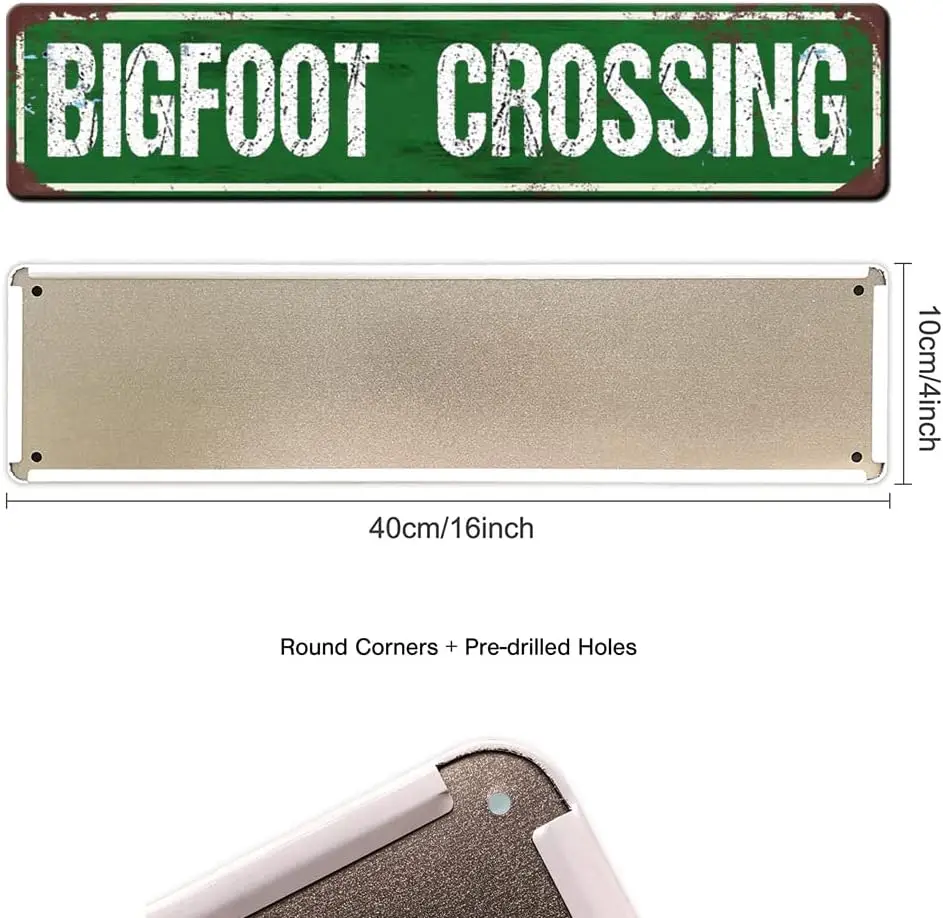 Bigfoot Crossing Street Sign Metal Tin Signs, Bigfoot Crossing Poster for Home Office Bedroom Outdoors Cafes Pub Wall Decor Plaq