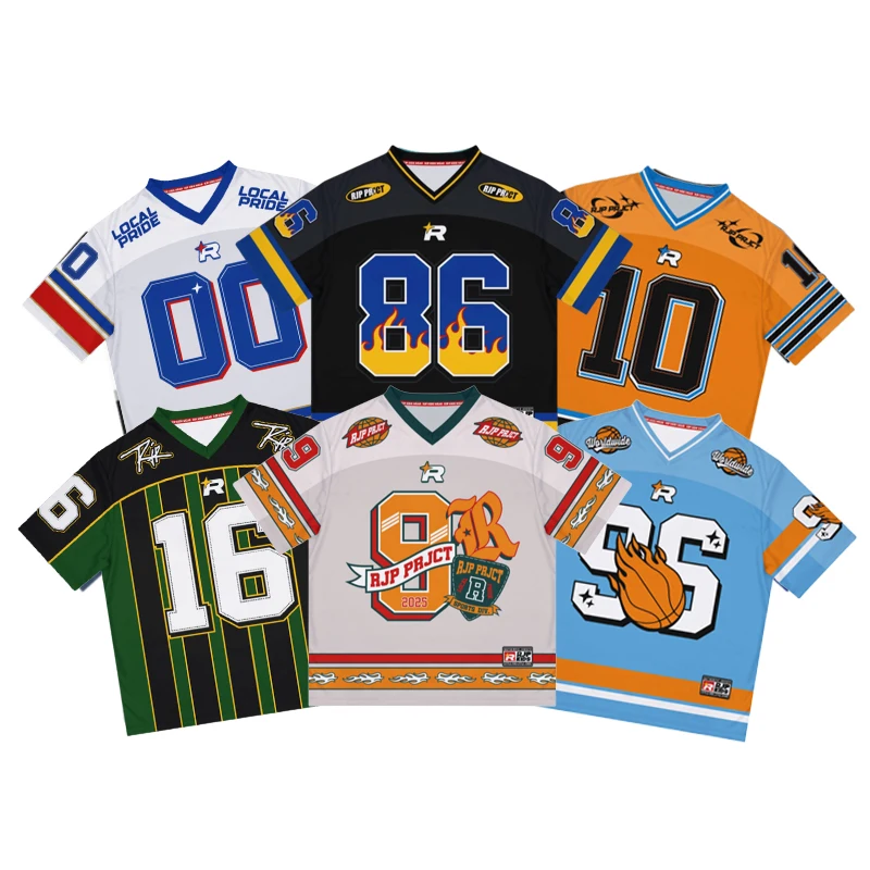 

Numbers Series Graphic Print Rugby Style V-Neck T-Shirt Adult Kids Clothing Breathable Quick-drying Comfortable Skin-Friendly