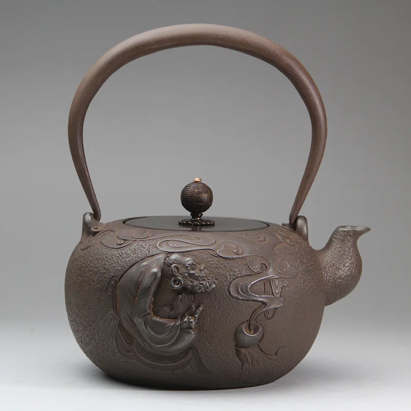 1200ML Japanese Cast Iron Teapot Uncoated Handmade Cast Iron Teapot Tea Kettle for Oolong Tea Outdoor Kettle Kitchen Teaware