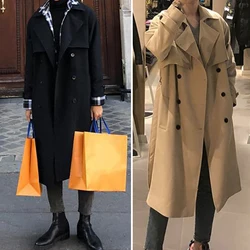 Trench Coat Outerwear Men's 2024 New Spring And Autumn High-Grade Over-the-Knee Fashion Black Loose Mid-Length Men's Coat