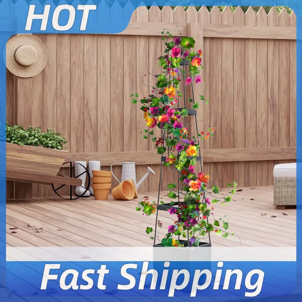 Raised Garden Bed Planter Box with Trellis Tomatoes Planter Box Self-Watering Planter Box for Climbing Plants