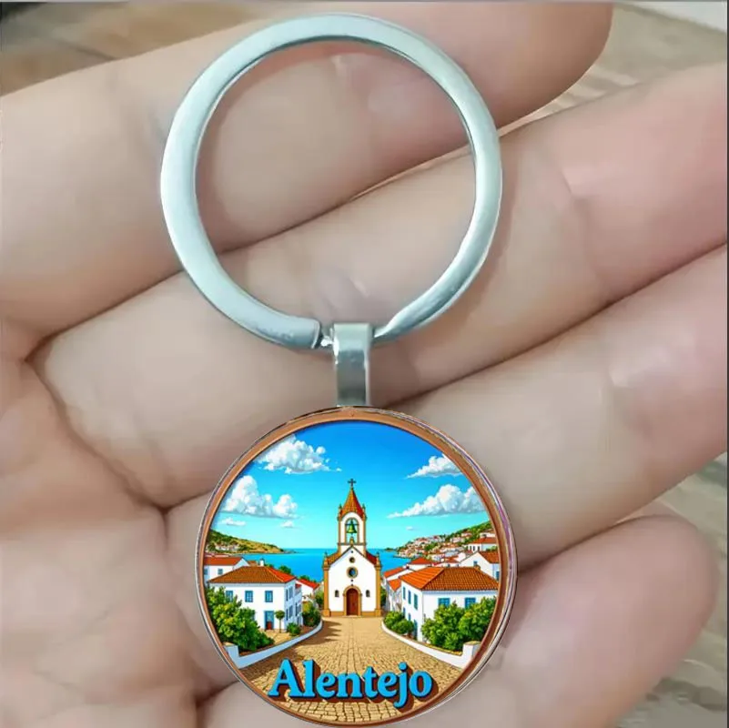 Seoul themed keychain retro pixel Seoul Tower and Korean city skyline, circular key gift, birthday, graduation ceremony, Korean
