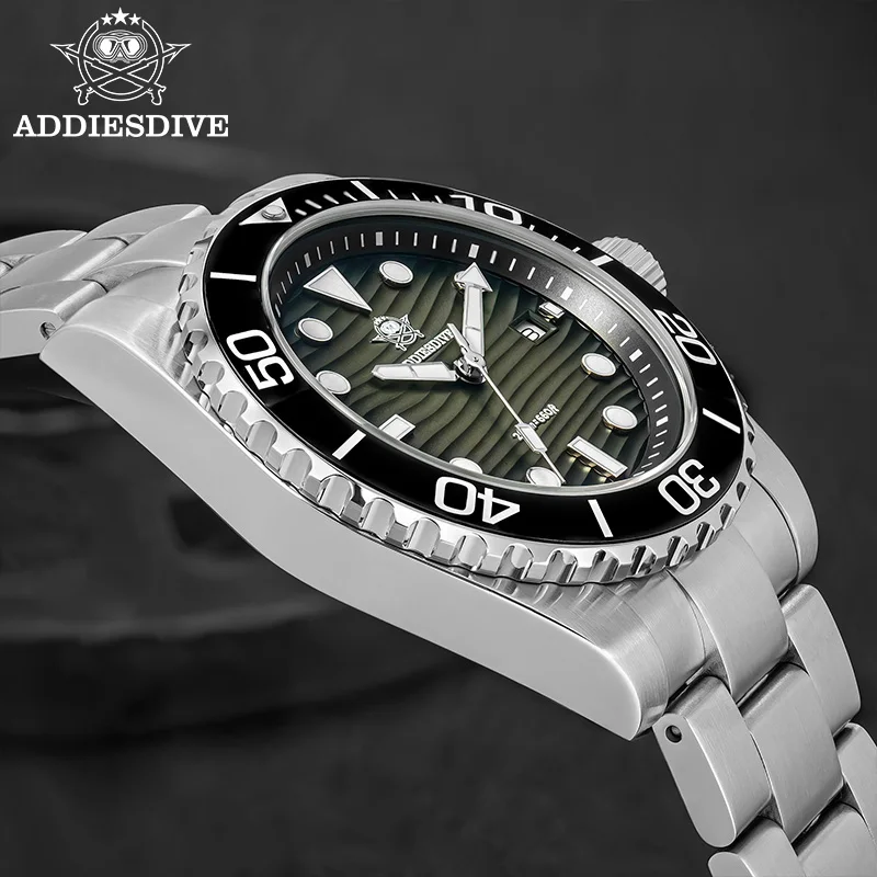 

ADDIESDIVE 41mm Men Quartz Watch 3D Sand Dial Super Luminous Dive Wristwatch Waterproof 200M Stainless Steel Watches For Men
