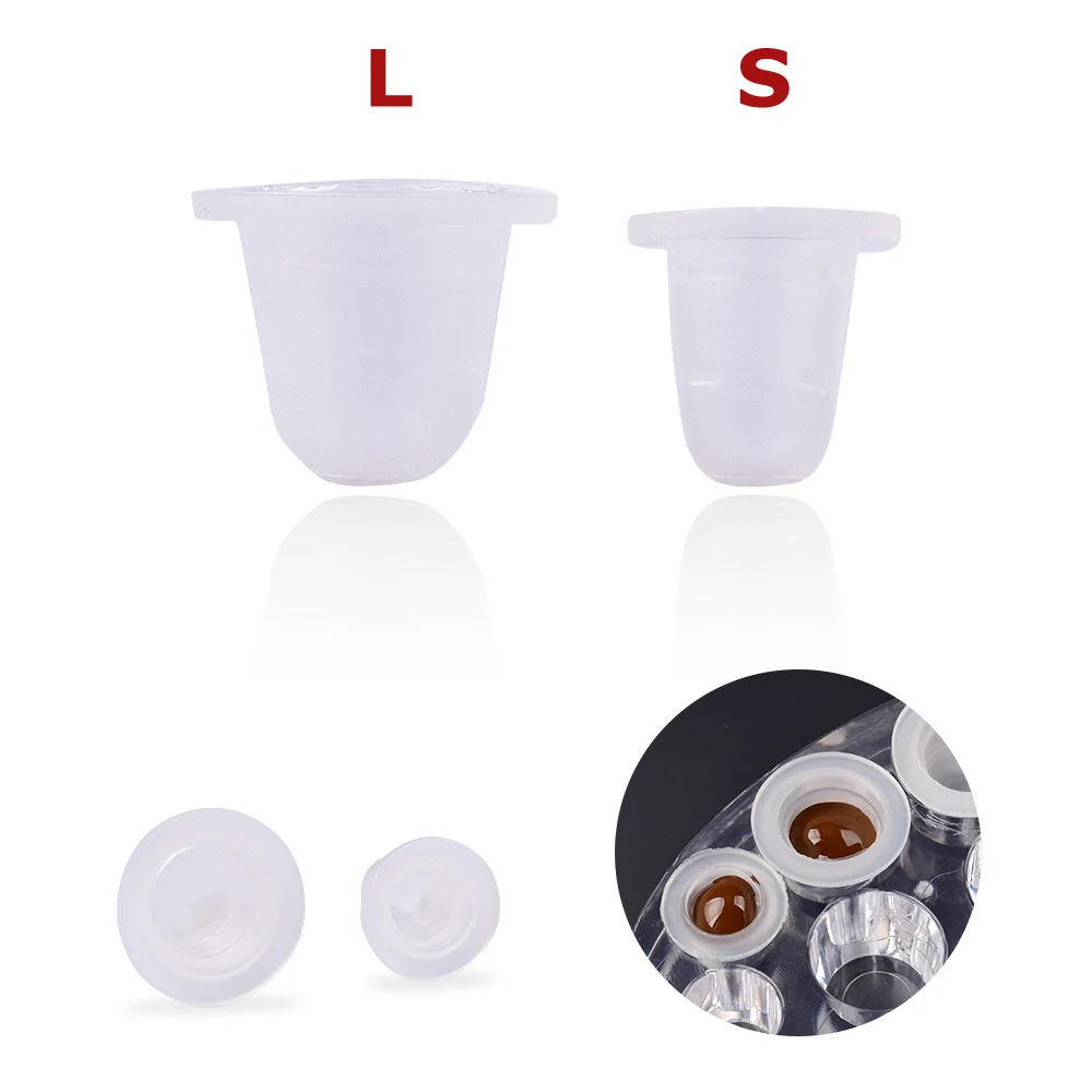 100Pcs silicone Tattoo Ink Cup Cap Pigment Clear Holder Container S/L Size For Needle Tip Grip Power Supply