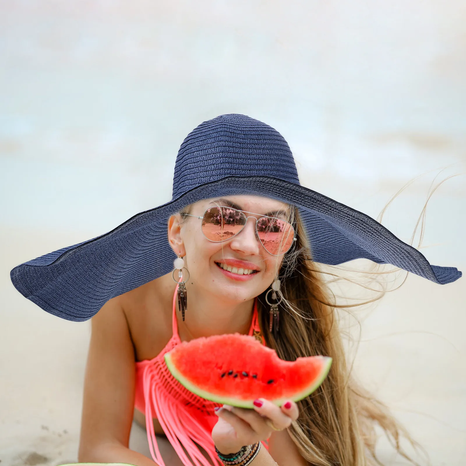 

Wide Brim Foldable Summer Straw Hat Beach Sun Hat Lightweight for Women Outdoor Vacation Travel Beach Hats for Women