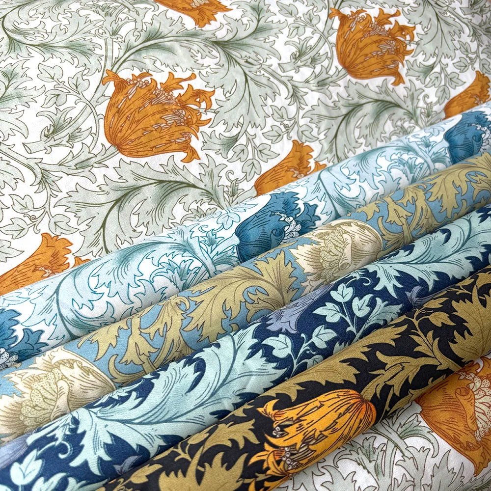 William Morris Fabric Cotton Digital Printing Classic Flower Printed Handmade Dress Crafts Home Textiles Supplies Per Half Meter